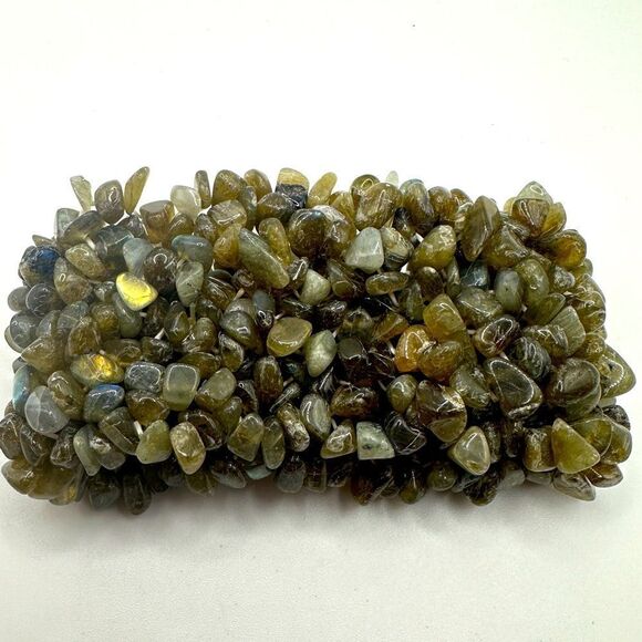 ALL Labradorite chip stretchy bracelet! 1.75" thick! - Picture 1 of 10